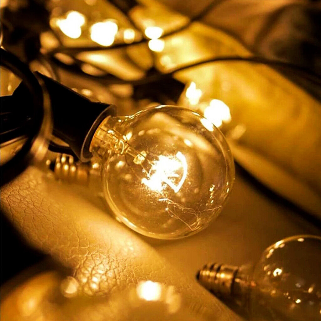 25 50FT Outdoor Festoon Globe String Fairy Lights G40 Bulbs Garden Wedding Home