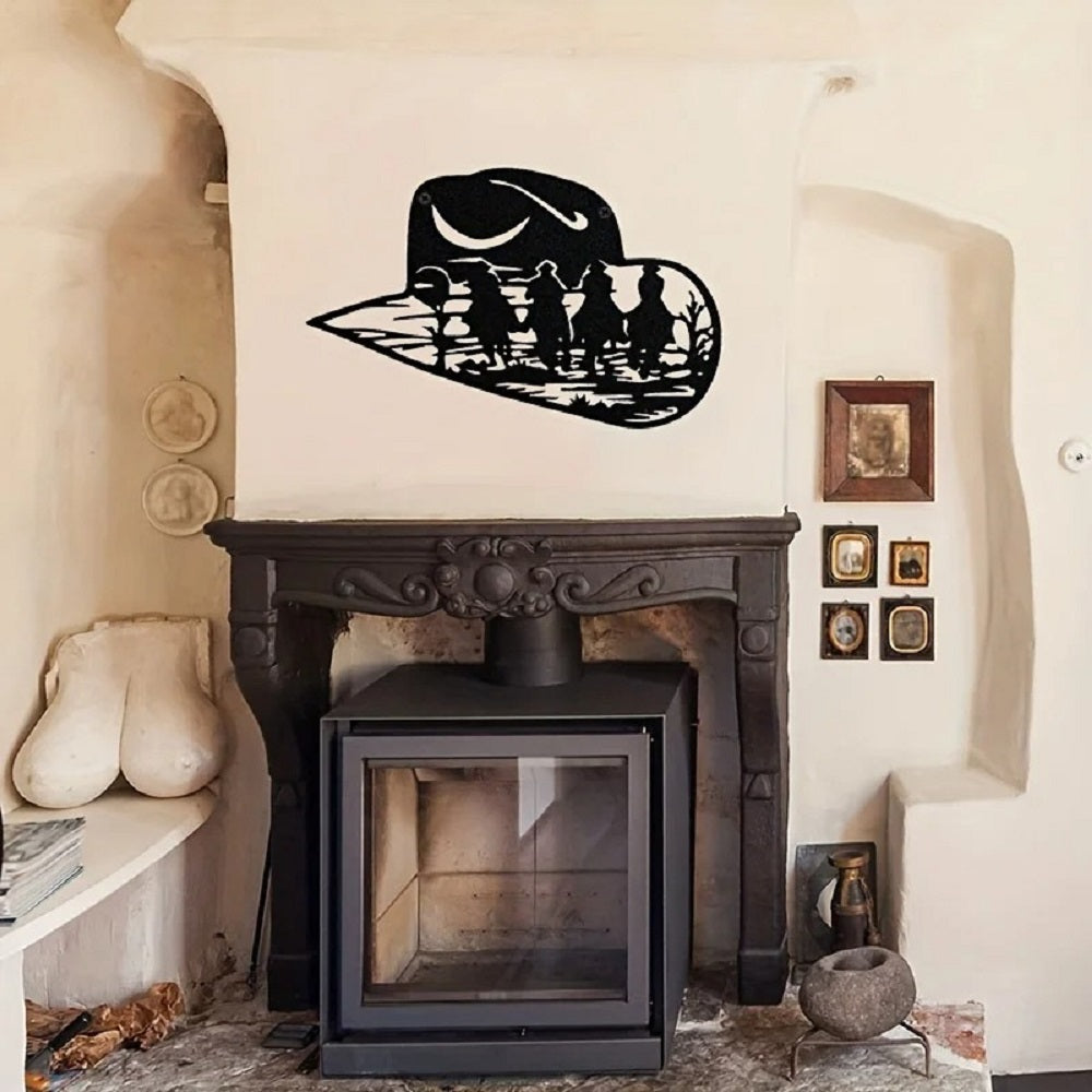Distressed Metal Cowboy Hat Wall Decor - Vintage Western Wall Art