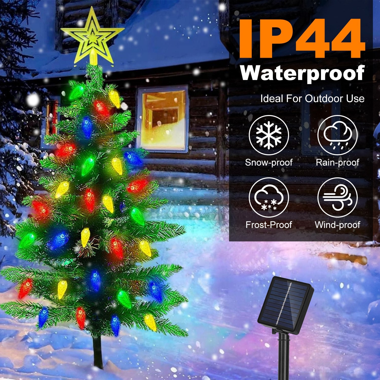 2Pack 37.4in Height Solar Christmas Tree With 1 Hundred Colorful LED Beads 8 Lighting M…