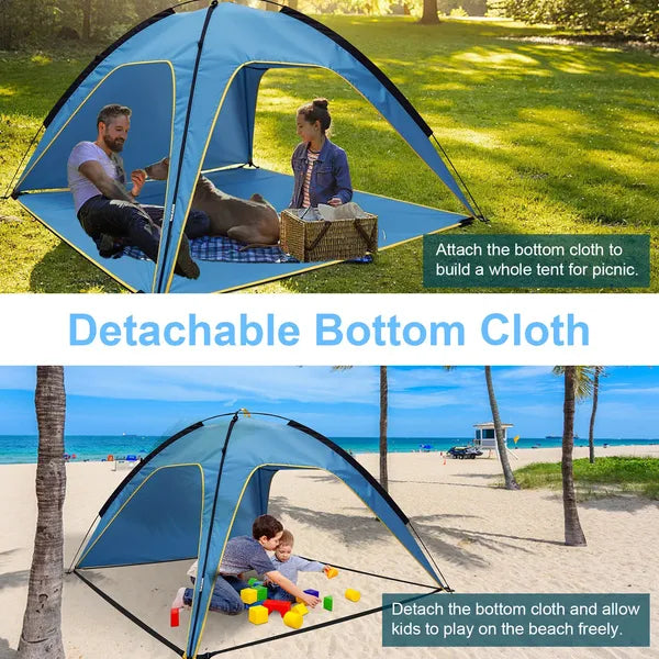 Beach Tent Sun Shelter UPF50 Add UV Protection, 6.9x6.9ft Beach Canopy Tent For 4-6 Adu…