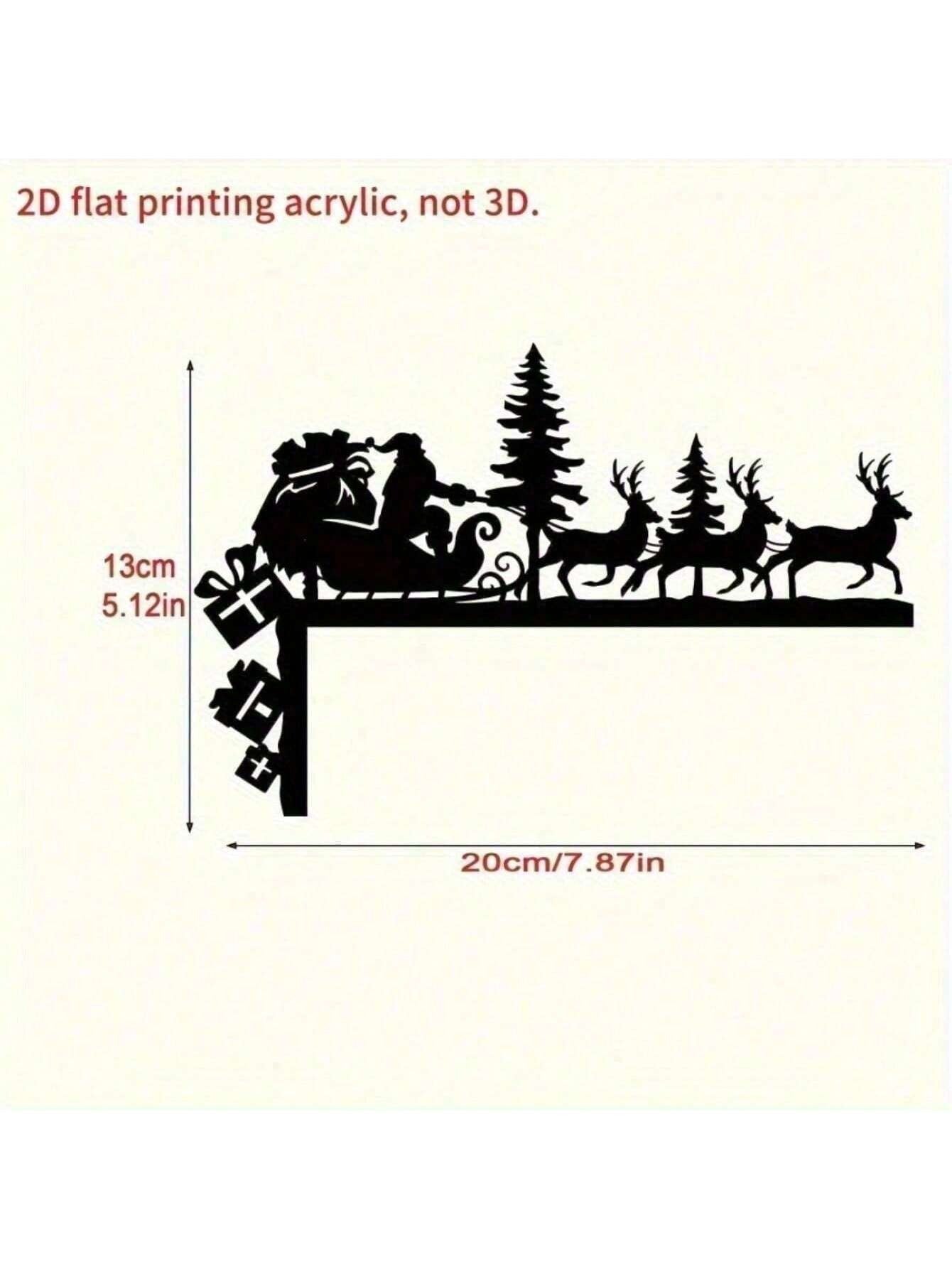 Christmas Metal Wall Art - 3D Santa Silhouette Wall Decor