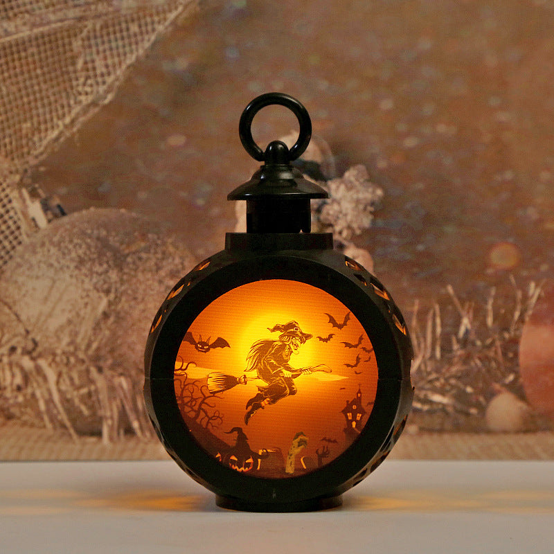 Halloween Pumpkin Lantern Cross-border New Round Lamp Portable Nightlight Horror Atmosp…