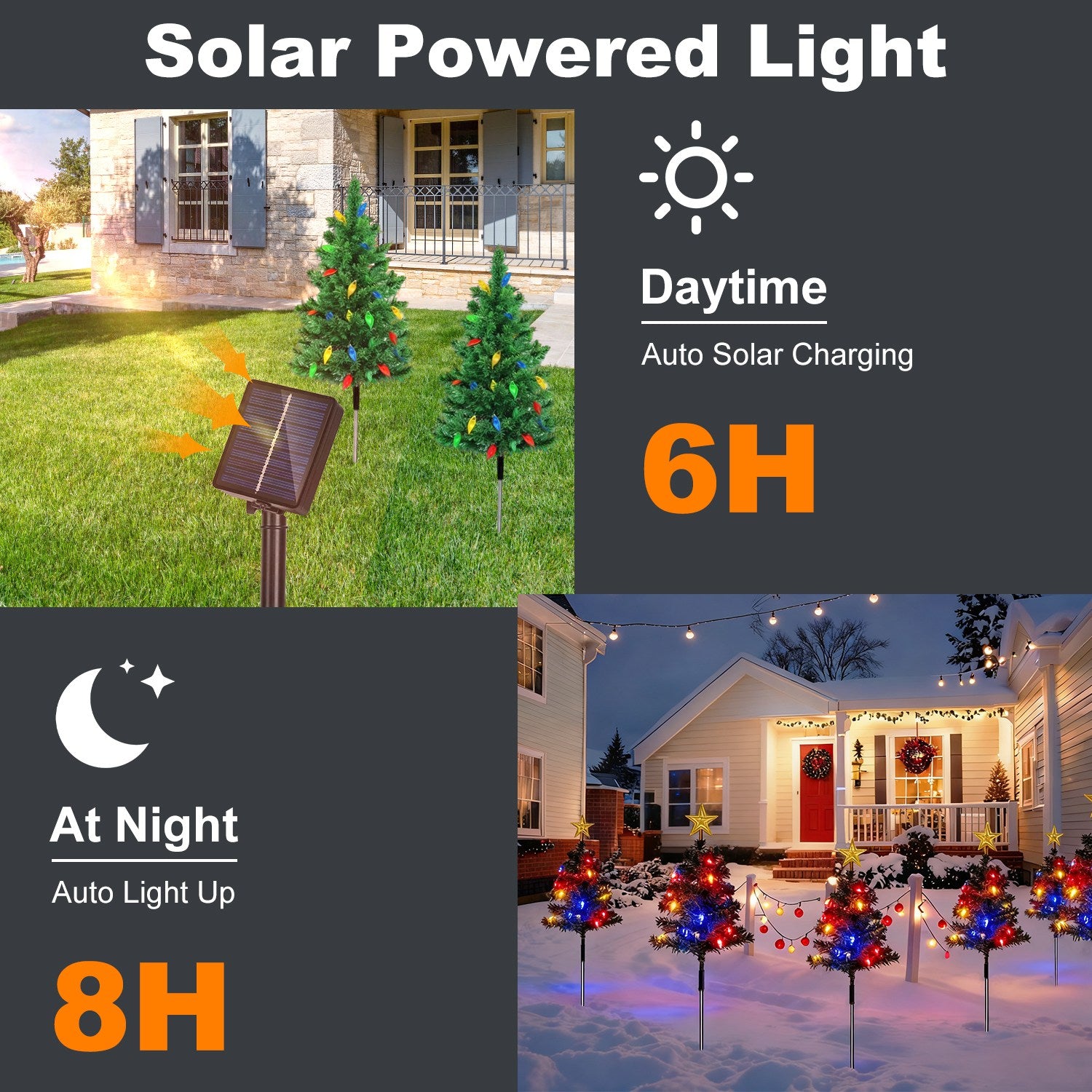 2Pack 37.4in Height Solar Christmas Tree With 1 Hundred Colorful LED Beads 8 Lighting M…