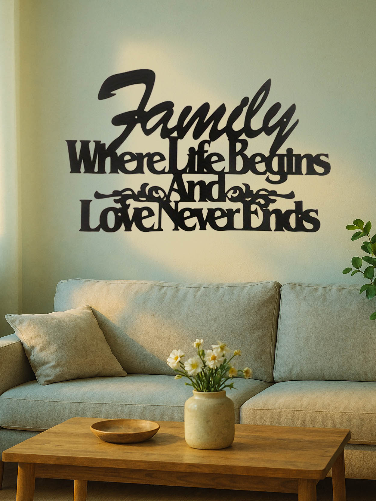 Where Life Begins, Love Never Ends Vintage Metal Wall Sign