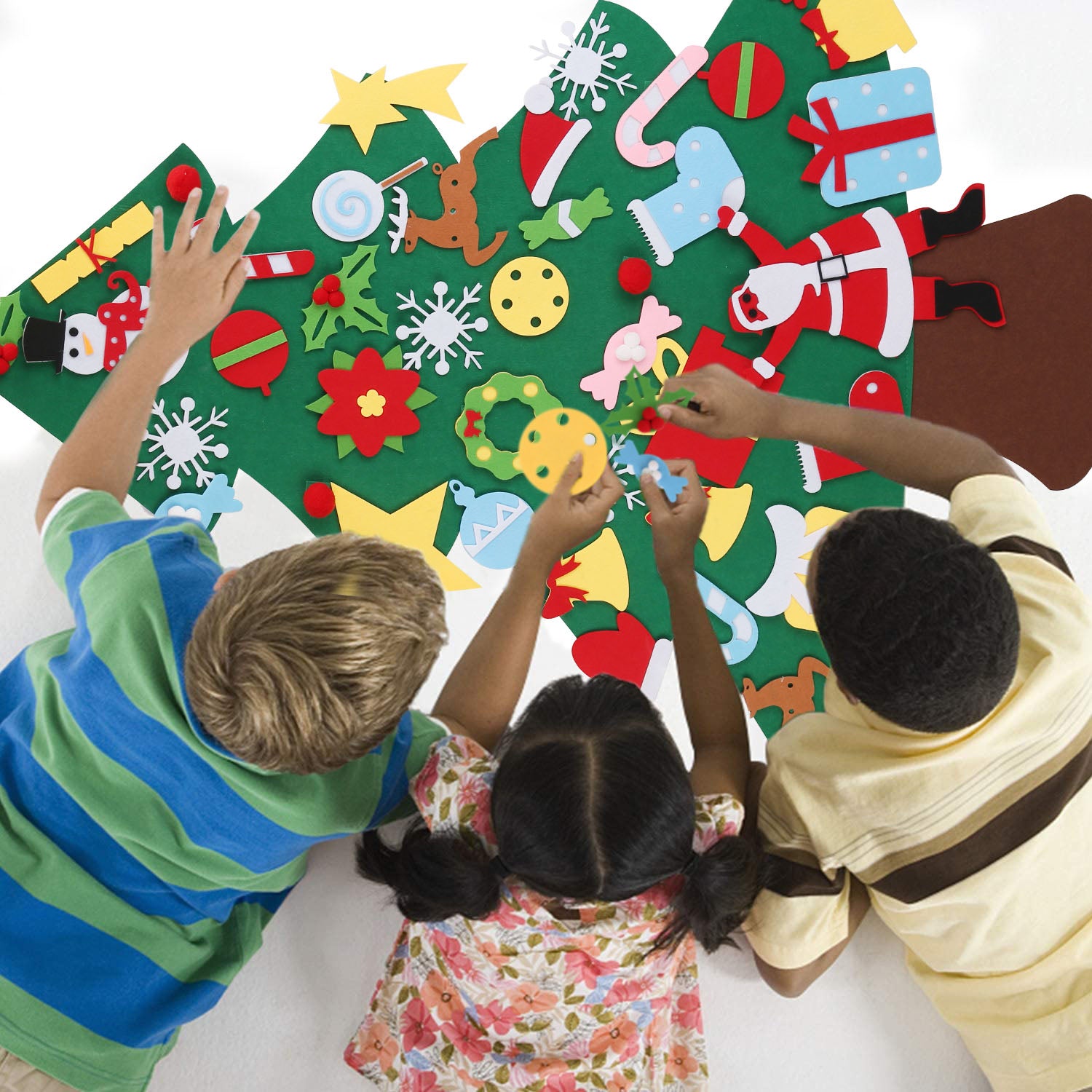 DIY Felt Christmas Tree 41Pcs Detachable Ornaments For Kids Toddler Wall Hanging Christ…