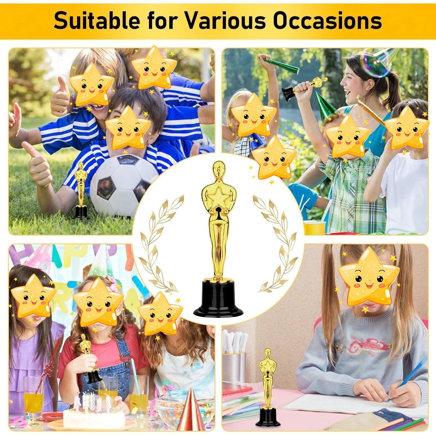 16-piece Set Of Golden Championship Trophies, Suitable For Children And Adults, Shiny A…