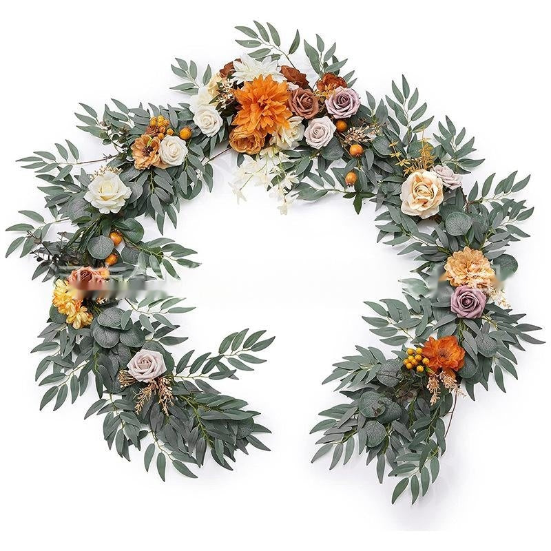Eucalyptus Rose And Eucalyptus Flower Table And Chair Decoration Rattan