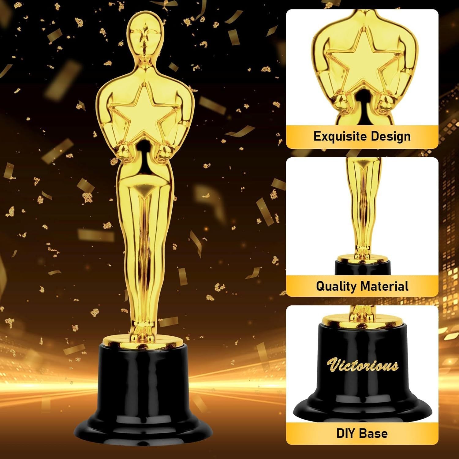 16-piece Set Of Golden Championship Trophies, Suitable For Children And Adults, Shiny A…