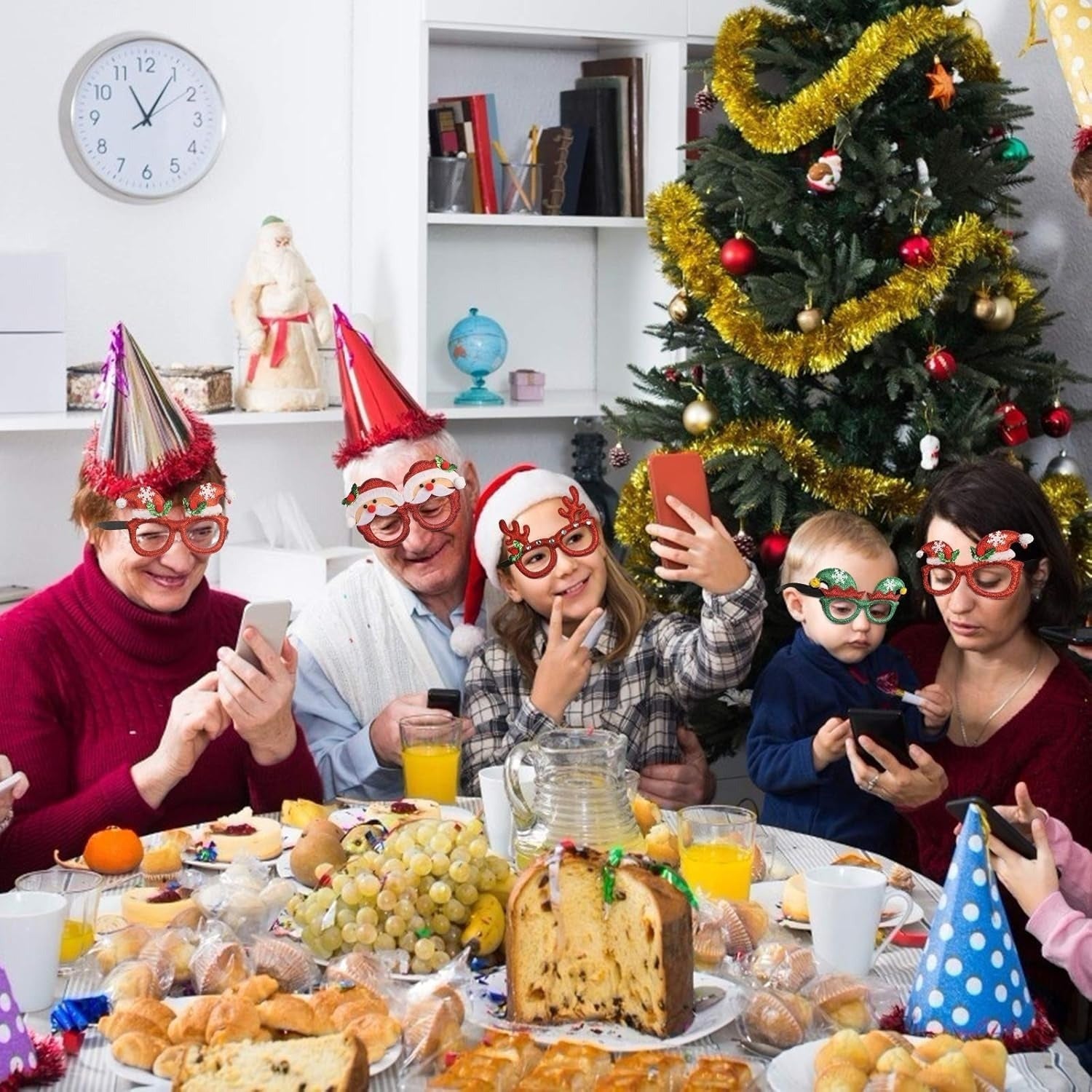 12-Piece Set Of Christmas Glasses, Funny Glasses, Glittery Party Glasses, Christmas Pho…