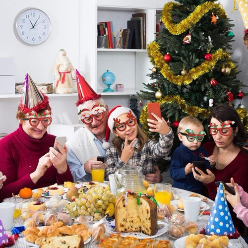 12-Piece Set Of Christmas Glasses, Funny Glasses, Glittery Party Glasses, Christmas Pho…