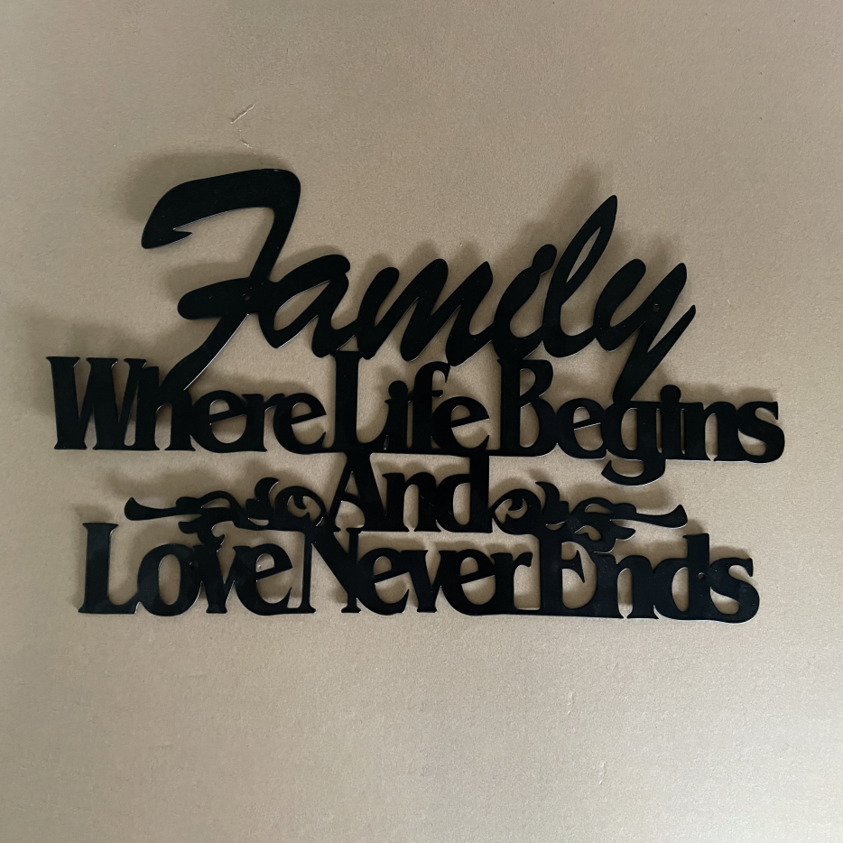 Where Life Begins, Love Never Ends Vintage Metal Wall Sign