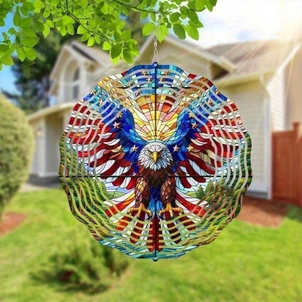 3D American Flag Wind Spinner - Patriotic Eagle Spinner