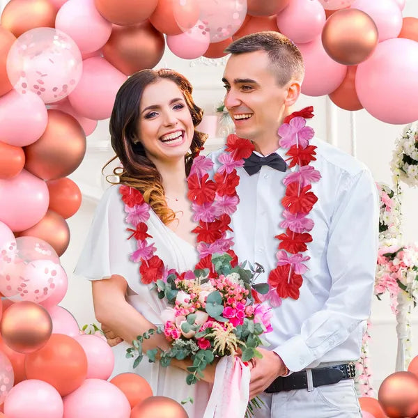 20Pcs Valentine'S Day Flower Leis Garland Necklace -Pink Hawaiian Floral Tropical Flowe…