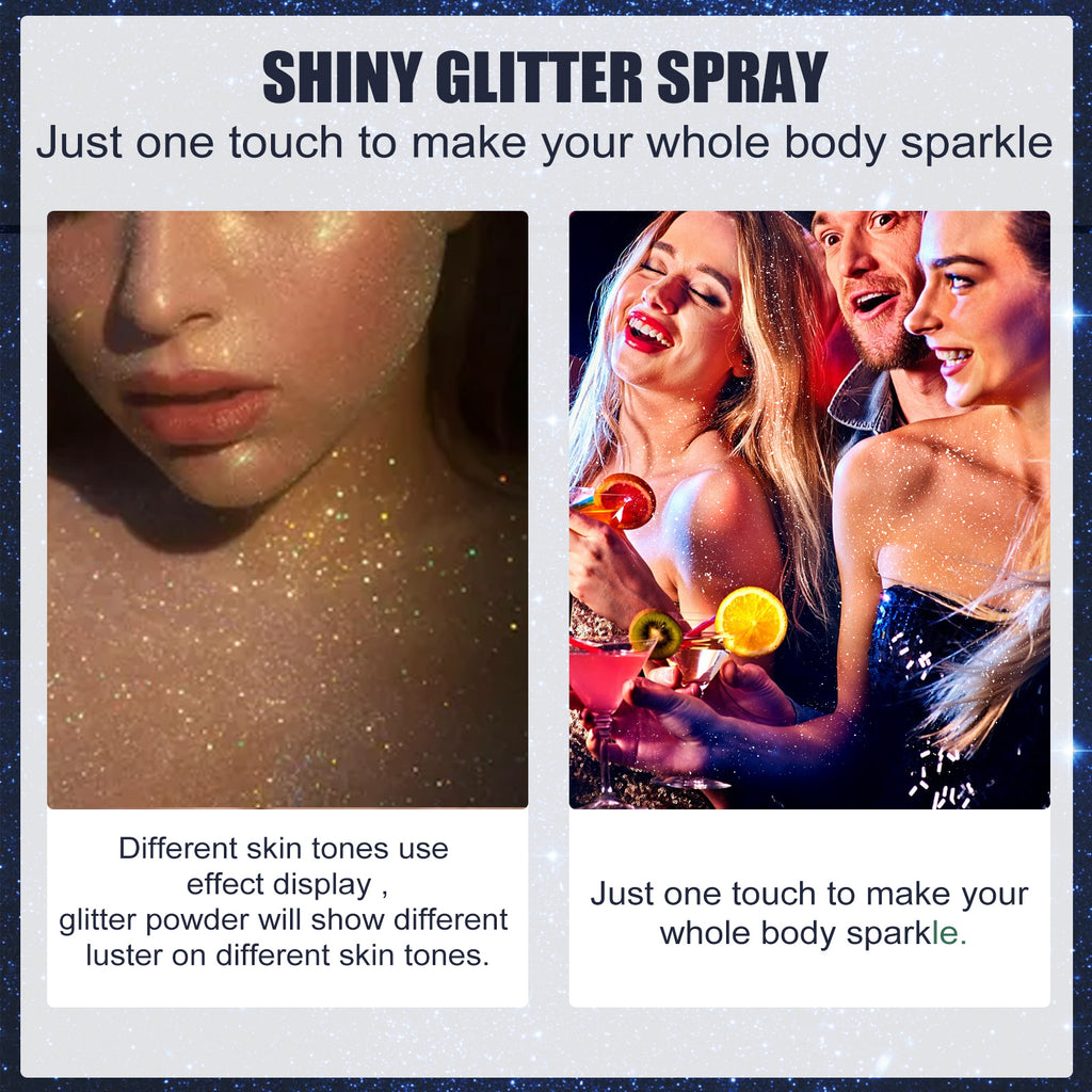 Shiny Glitter Spray, Body Hair Clothes Highlight Shimmer Spray For Halloween Club Party…