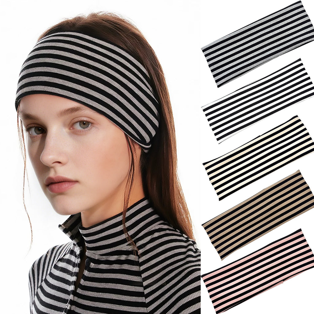 Striped Elastic Hairband Unisex Sports Headband Fashionable Hair Tie