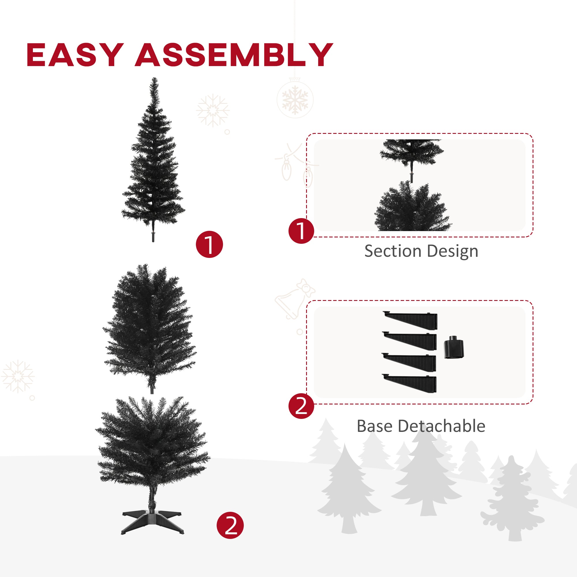 6 Artificial Pencil Christmas Tree, Slim Xmas Tree with 390 Realistic Branch Tips and P…