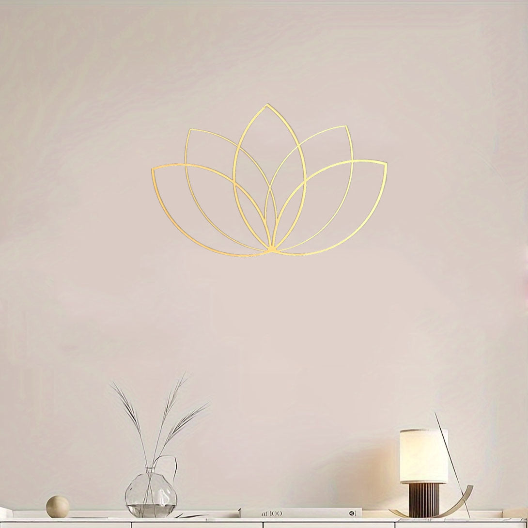 Gold Lotus Flower Metal Wall Art - Modern Zen Decor For Living Room