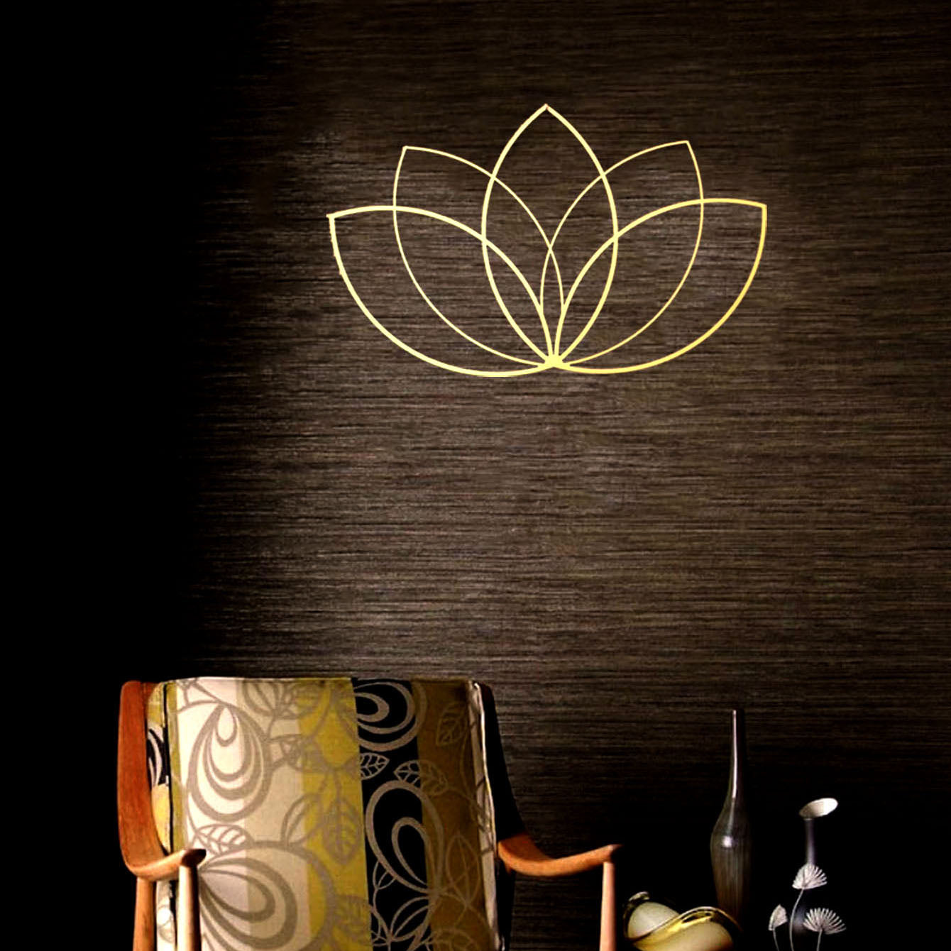 Gold Lotus Flower Metal Wall Art - Modern Zen Decor For Living Room