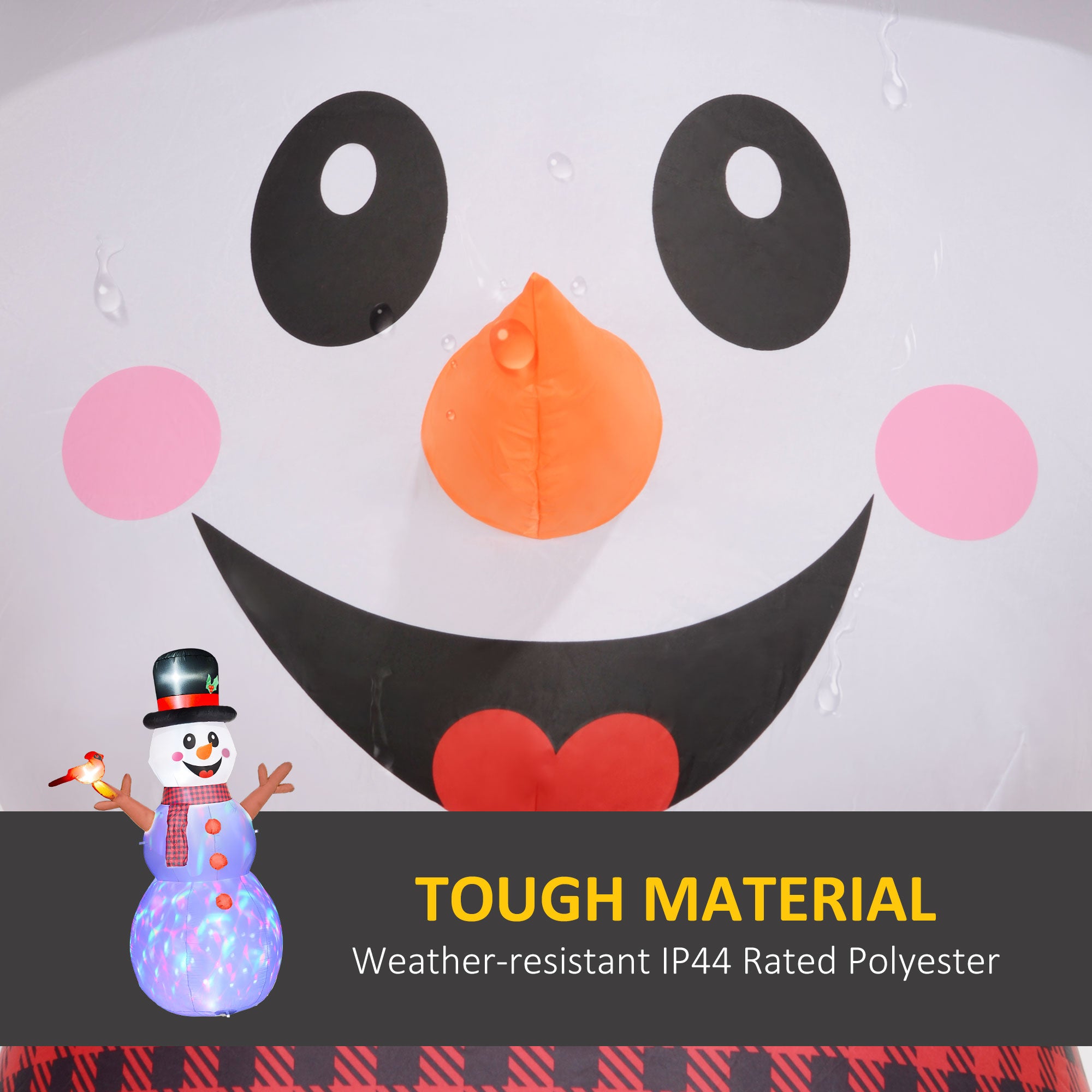 7.9 Inflatable Branch Hand Snowman w/ Rotating Colorful LED Light, Blow-Up Outdoor Disp…