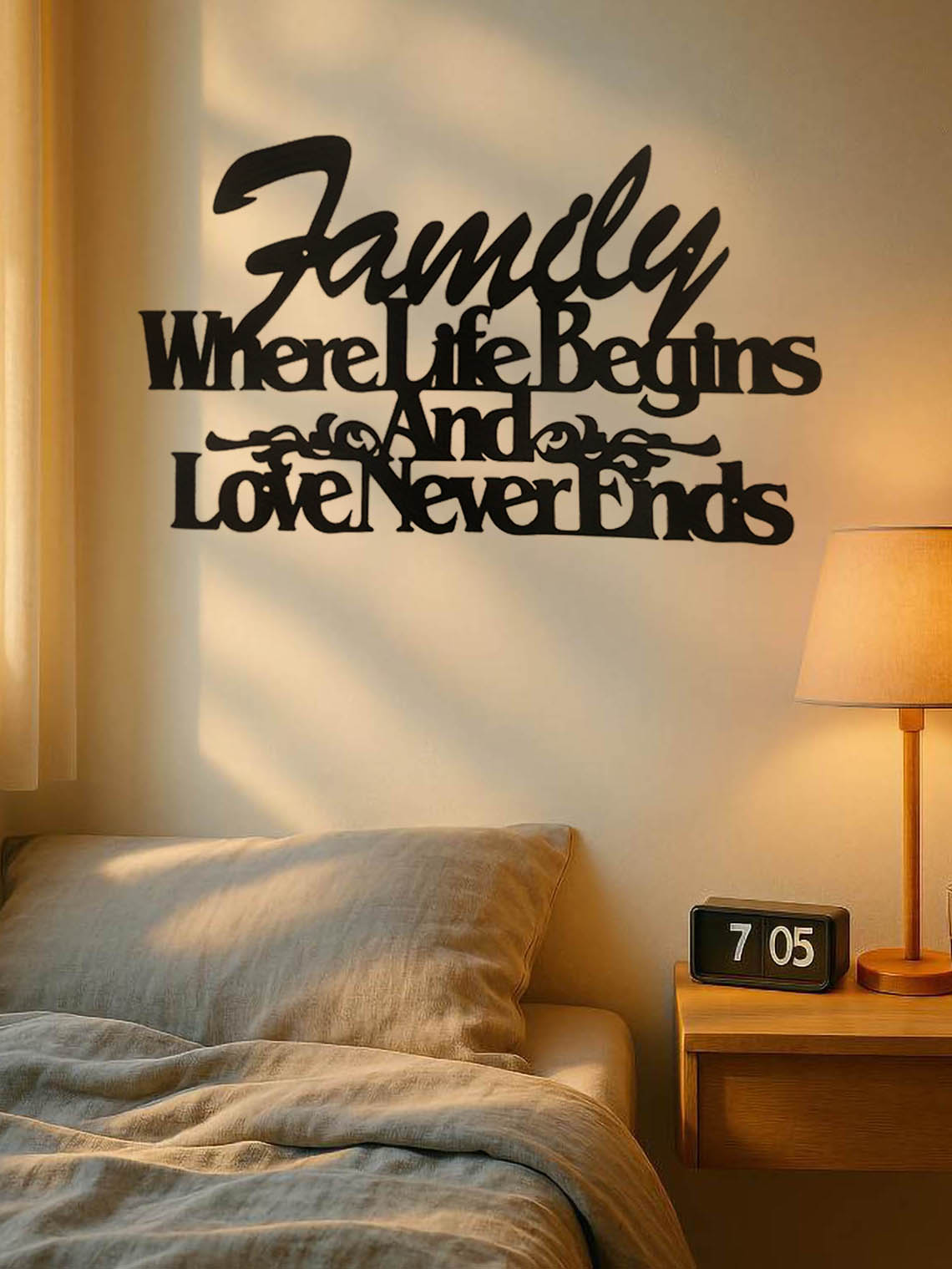 Where Life Begins, Love Never Ends Vintage Metal Wall Sign