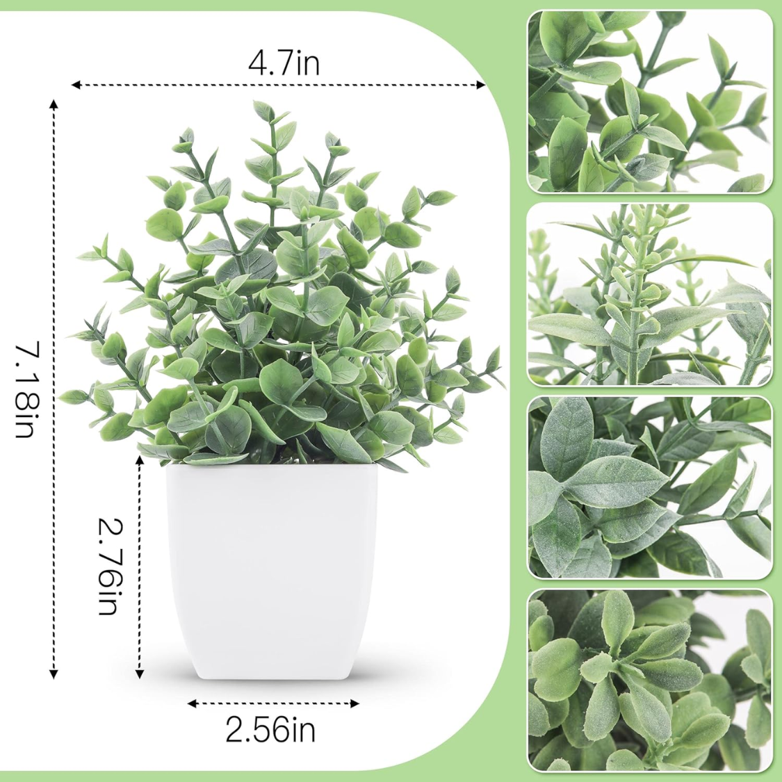 Fake Plants Mini Artificial Greenery Potted Plants For Home Decor Indoor Office Table R…