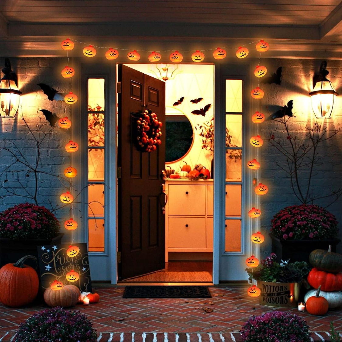 Decorations Pumpkin String Lights 20 LED 10 FT 3D Cute Waterproof