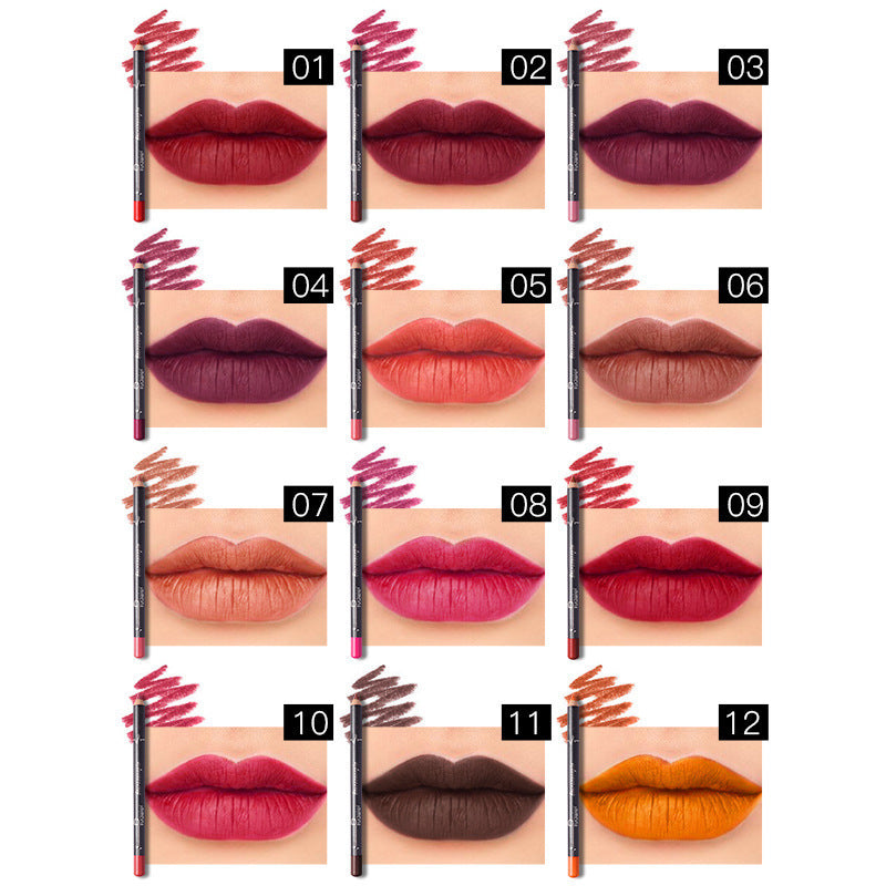 12 Color Lip Liner Pencil Set, High Pigmented Natural Lip Makeup Vegan Soft Pencils Lon…