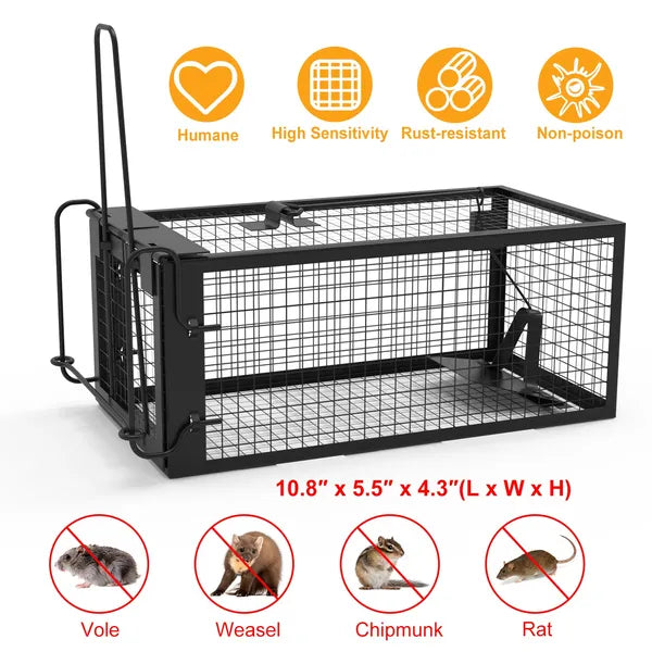 1Pc Rat Trap Cage Humane Live Rodent Trap Cage Galvanized Iron Mice Mouse Control Bait…