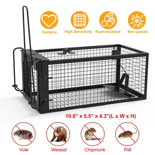 1Pc Rat Trap Cage Humane Live Rodent Trap Cage Galvanized Iron Mice Mouse Control Bait…