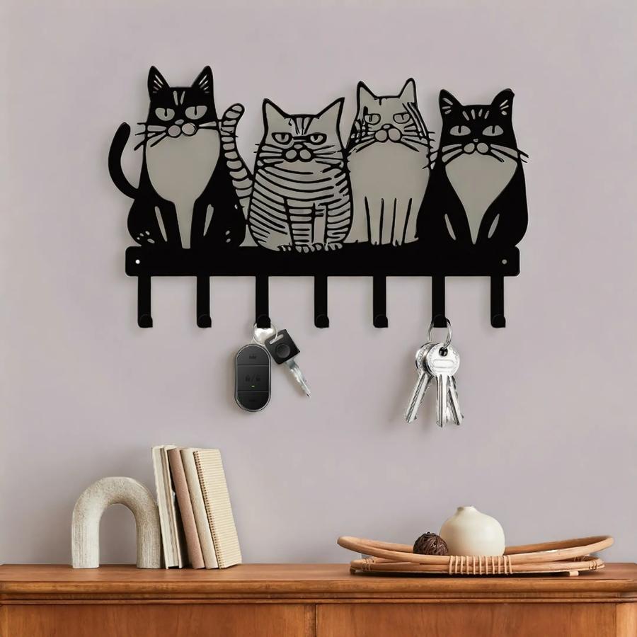 Adorable Cat Wall Hooks Set - Cute & Practical Kitty Decor For Farmhouse
