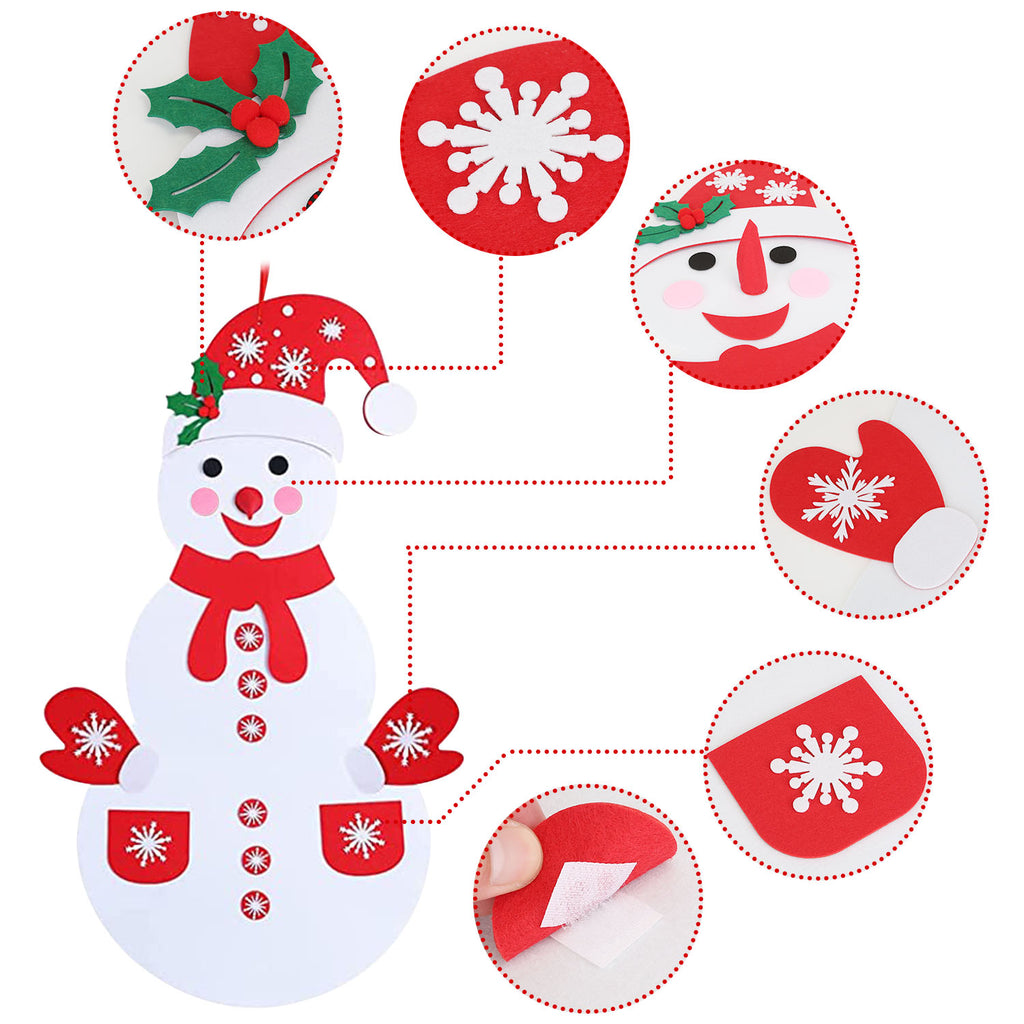 Felt Christmas Snowman Set DIY Felt Christmas Hanging Decorations Kits With 54Pcs Detac…