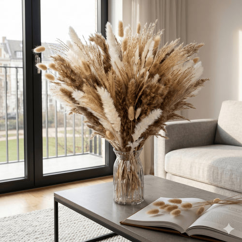 150-Piece Pampas Grass Decorative Bouquet, 6 Types Of Dried Grasses, Natural Vase Fille…