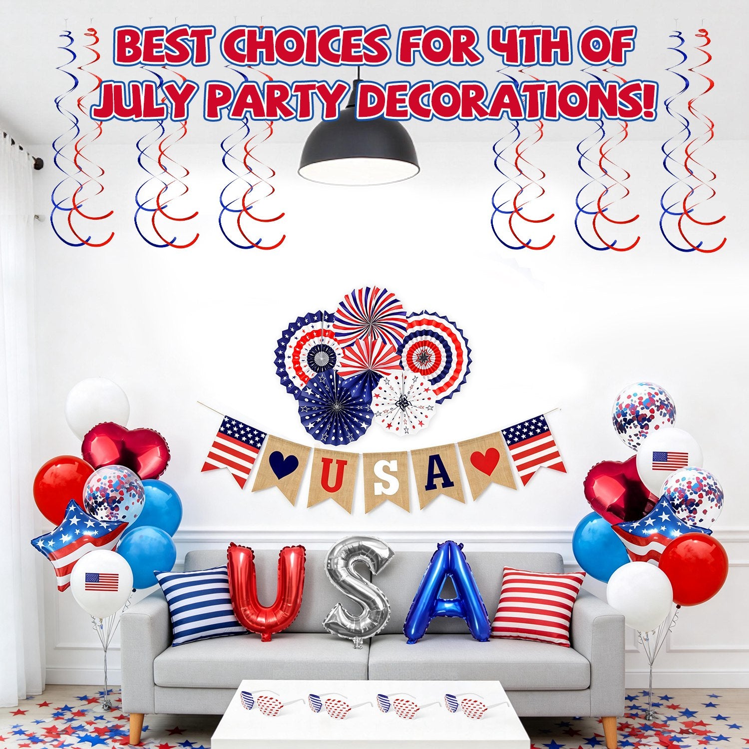 1Set 4th Of July Decorations Set,Patriotic Party Supplies With USA Foil Balloons Paper…