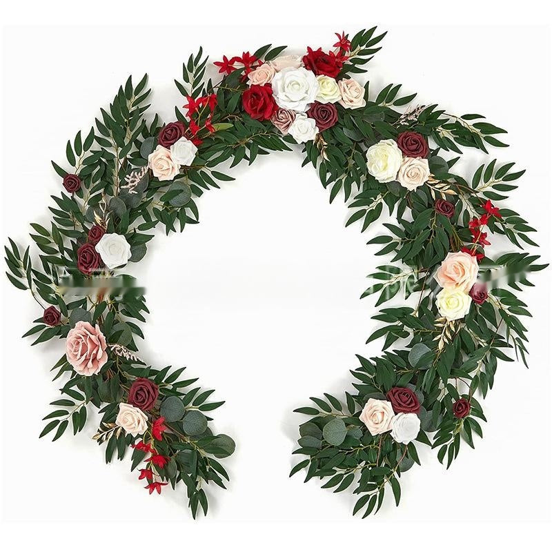 Eucalyptus Rose And Eucalyptus Flower Table And Chair Decoration Rattan