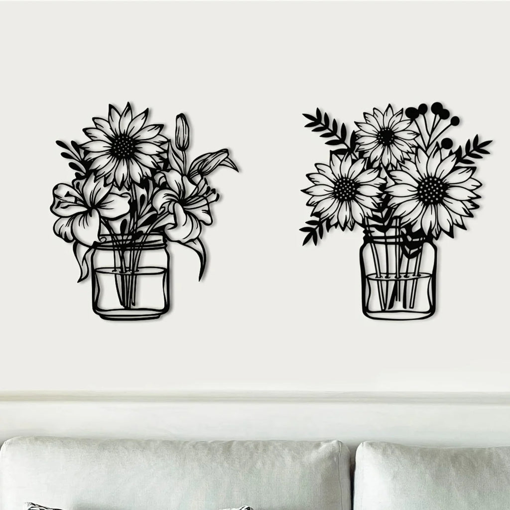 Vintage Sunflower Metal Wall Art - Handcrafted Iron Wall Sculpture