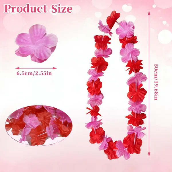 20Pcs Valentine'S Day Flower Leis Garland Necklace -Pink Hawaiian Floral Tropical Flowe…