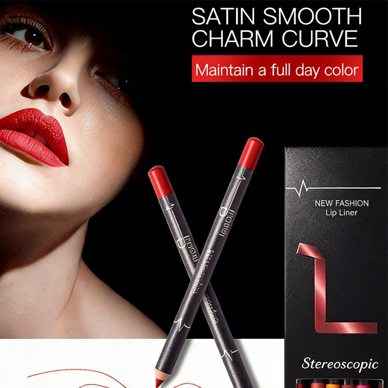 12 Color Lip Liner Pencil Set, High Pigmented Natural Lip Makeup Vegan Soft Pencils Lon…