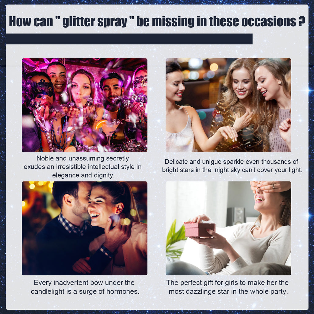Shiny Glitter Spray, Body Hair Clothes Highlight Shimmer Spray For Halloween Club Party…