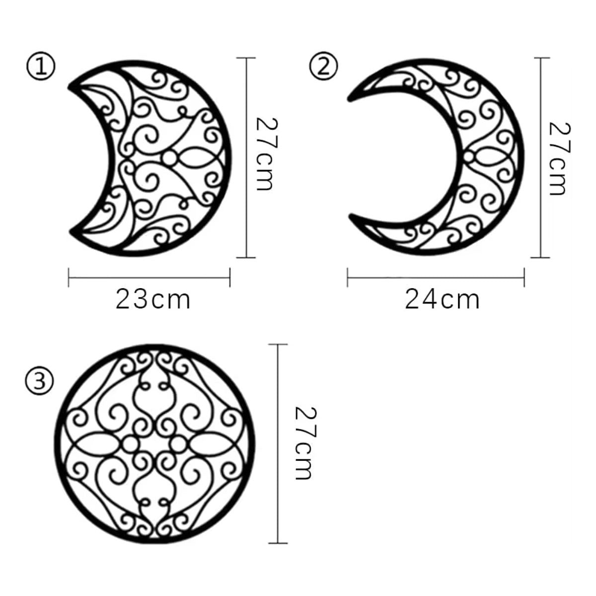 Crescent Moon Wall Art Set Of 5, Islamic Home Decor