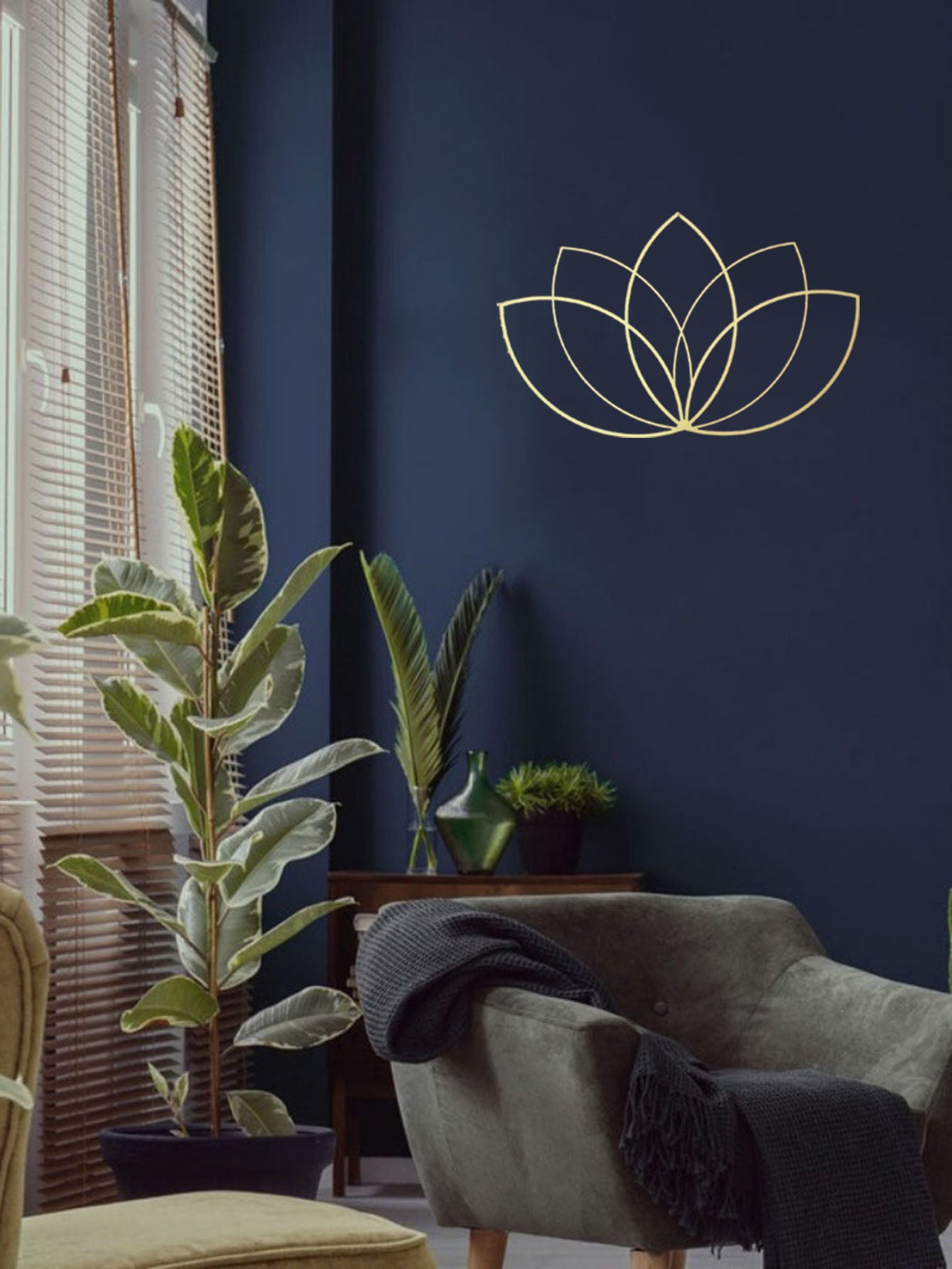 Gold Lotus Flower Metal Wall Art - Modern Zen Decor For Living Room