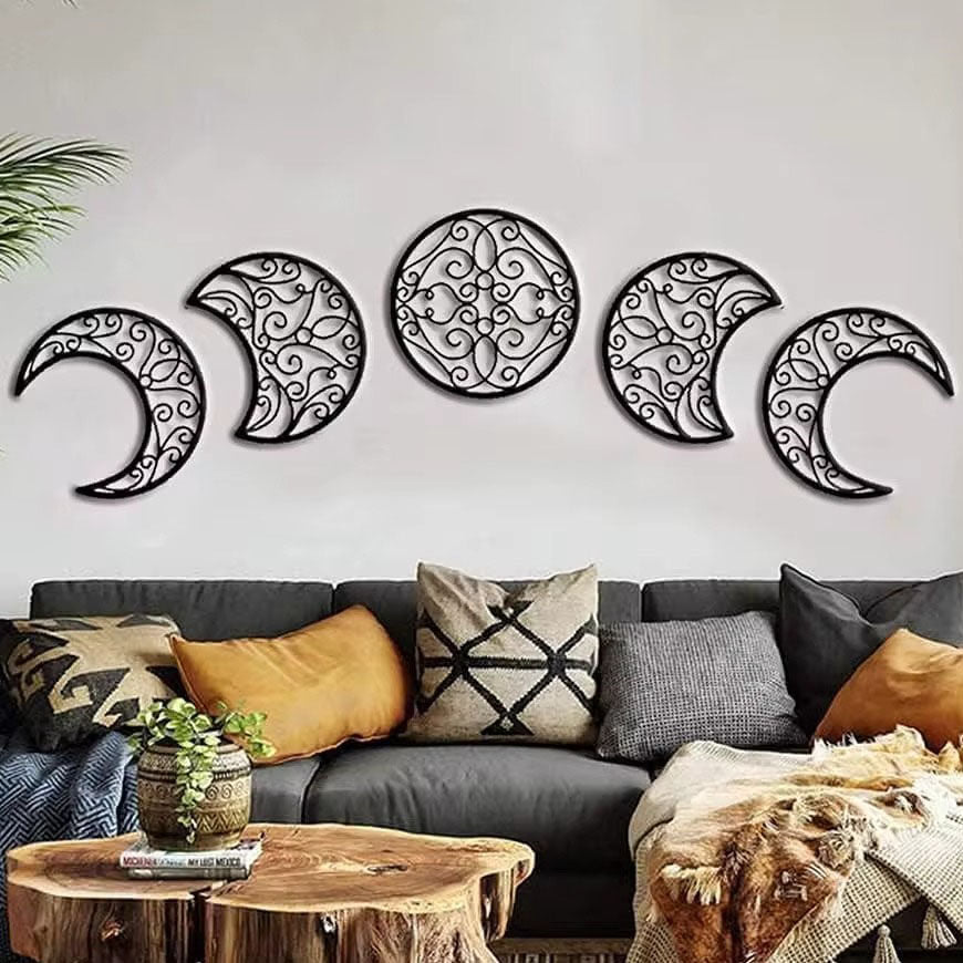 Crescent Moon Wall Art Set Of 5, Islamic Home Decor