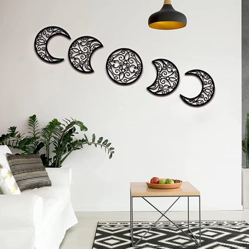 Crescent Moon Wall Art Set Of 5, Islamic Home Decor