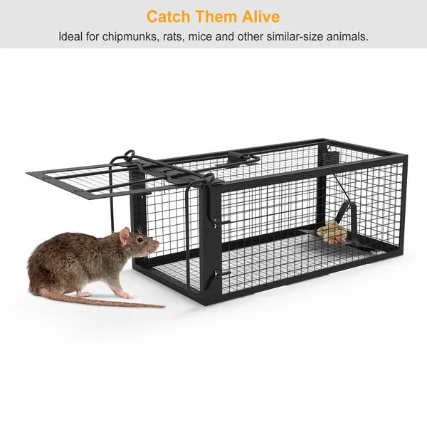 1Pc Rat Trap Cage Humane Live Rodent Trap Cage Galvanized Iron Mice Mouse Control Bait…