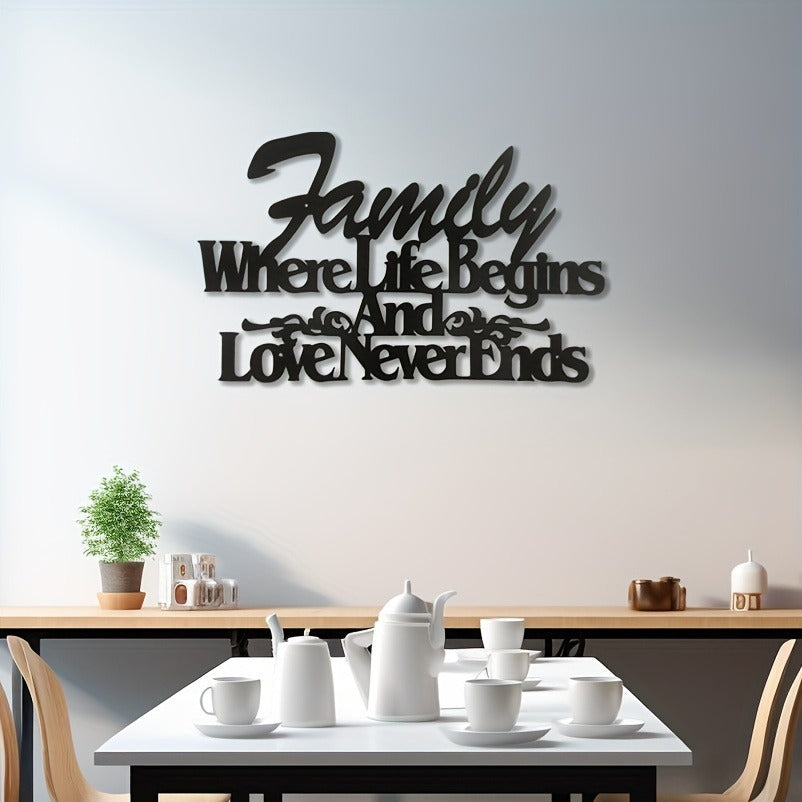 Where Life Begins, Love Never Ends Vintage Metal Wall Sign