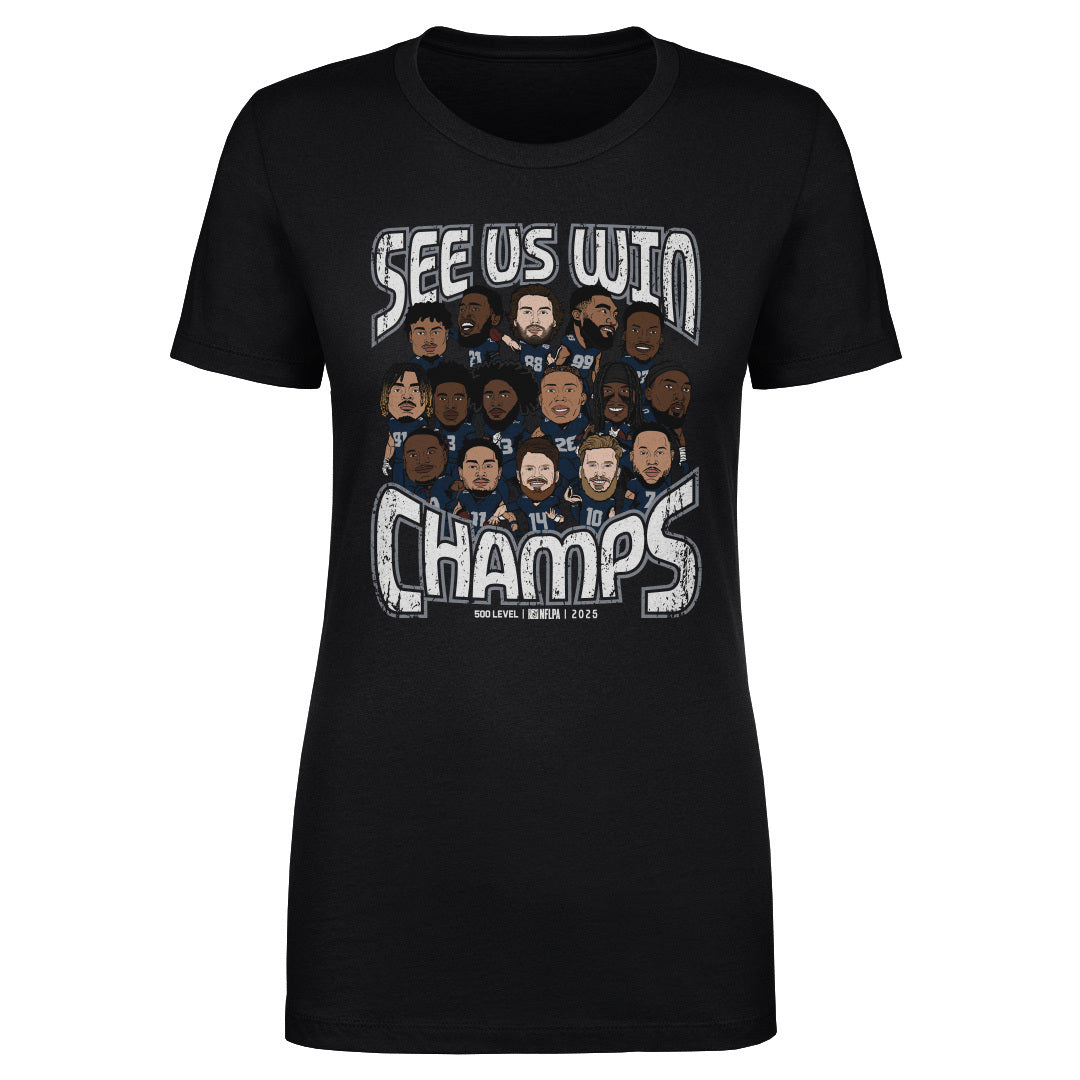 Seattle Football 2025 Champs Cartoon WHT