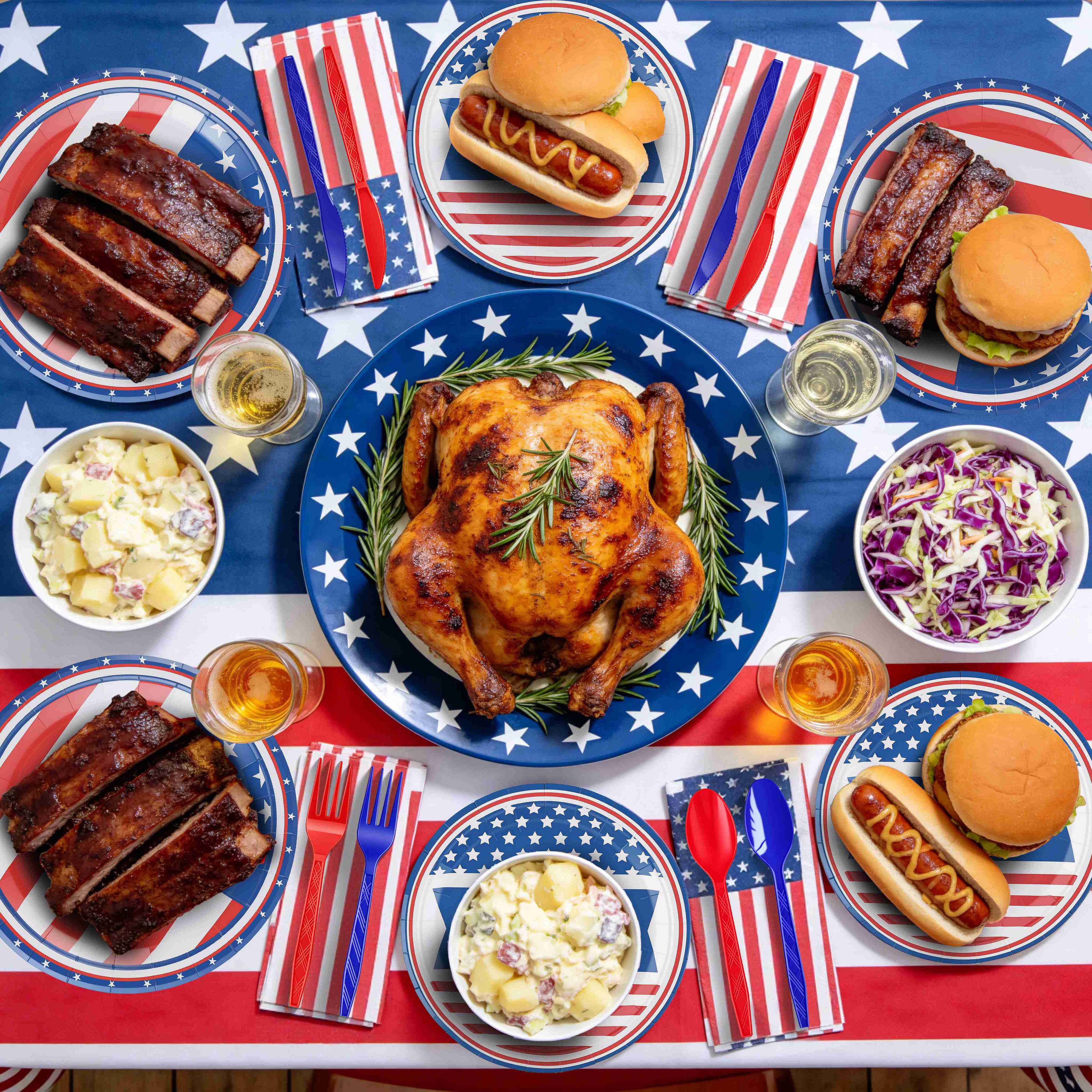 181Pcs 4th Of July 250th Anniversary Party Supplies Set Independence Day Red White Blue…