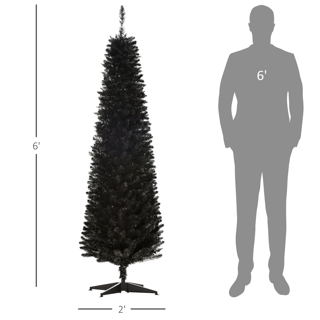 6 Artificial Pencil Christmas Tree, Slim Xmas Tree with 390 Realistic Branch Tips and P…