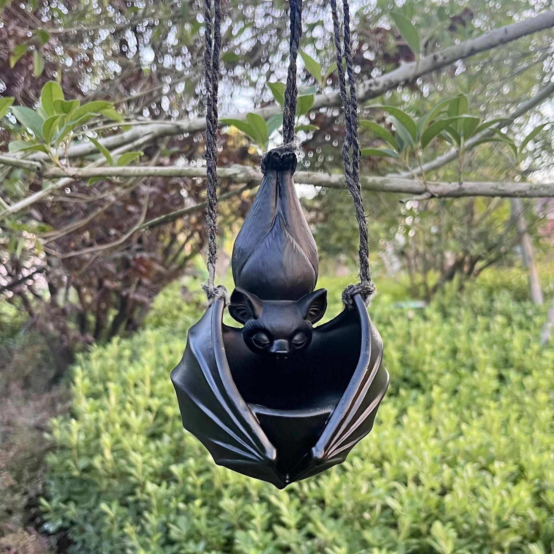 Halloween Hanging Bat Flower Pot Garden Decoration