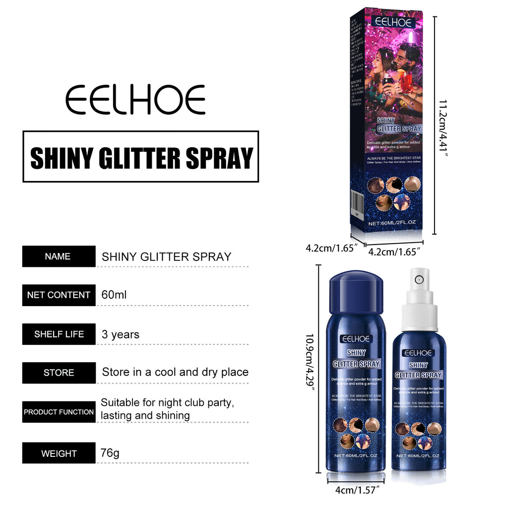 Shiny Glitter Spray, Body Hair Clothes Highlight Shimmer Spray For Halloween Club Party…