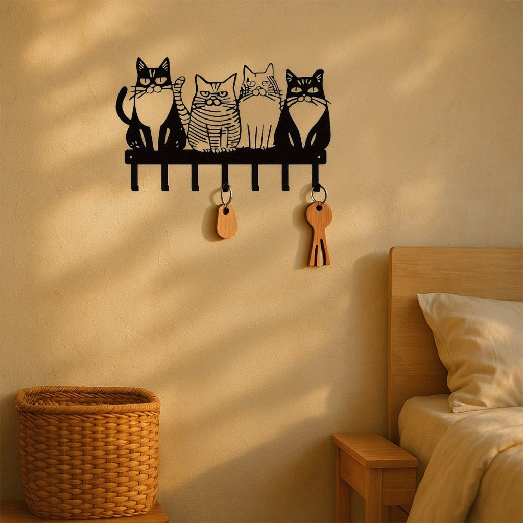 Adorable Cat Wall Hooks Set - Cute & Practical Kitty Decor For Farmhouse